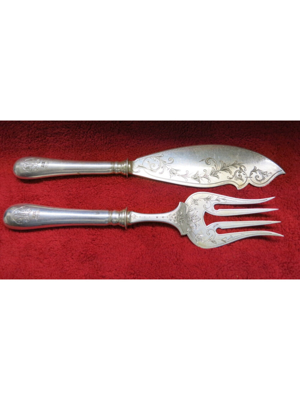 Sterling Silver 800 Vintage Fish Serving Set (spoon fork scrap) 8.18 oz